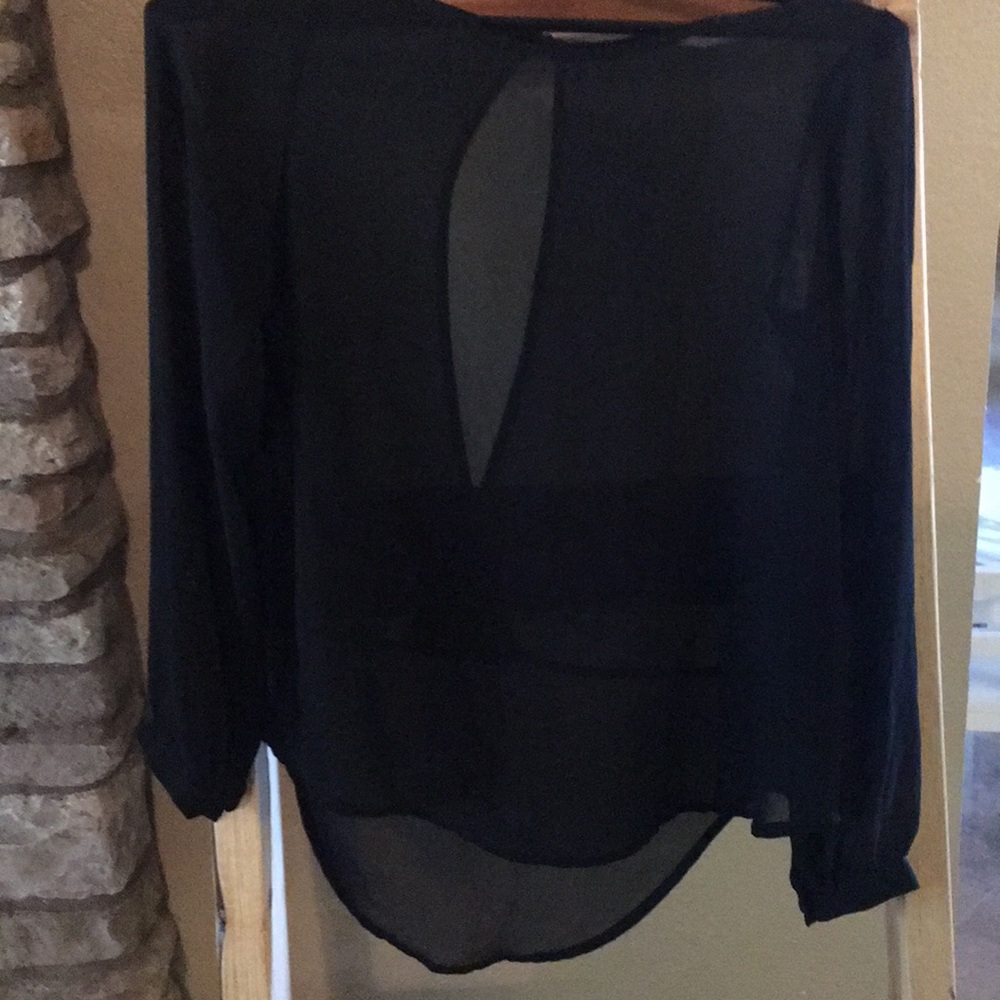 Lush hi lo sheer blouse
